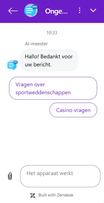 Winnerz Casino klantenservice live chat met vragen over sportweddenschappen en casino